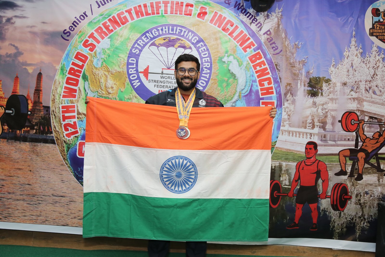 Rohan Shah makes India proud by winning Gold & Silver at the 12th World Strengthlifting & Incline Benchpress Championship 2025 in Thailand